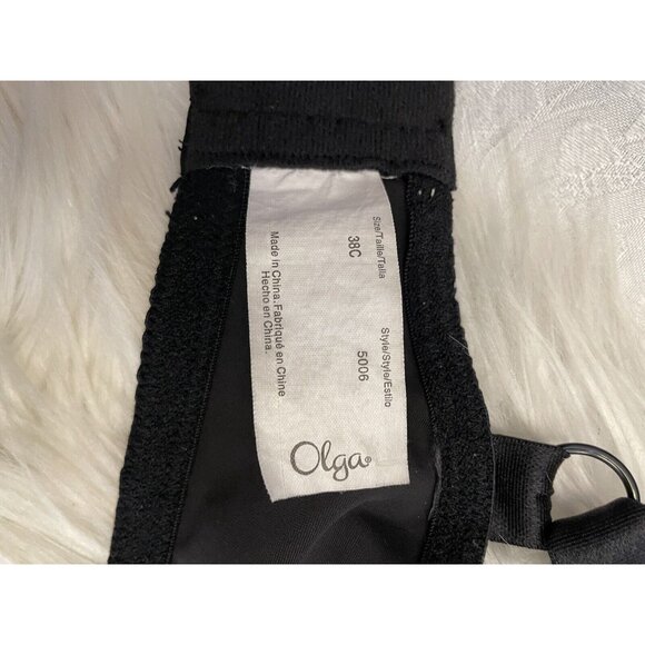 Olga Signature Style 5006 Cushioned Underwire Bra Satin Trim Black Size 38C - Picture 10 of 12